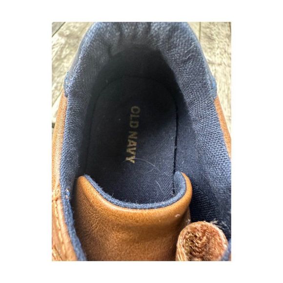 Old navy Sneakers Tan Navy White Sole Triple Strap Hook & Loop Sz 9 Toddler - Picture 8 of 9